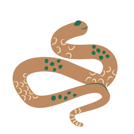 Snake isolated on white background. Crawling reptile. Vector hand drawn flat illustration