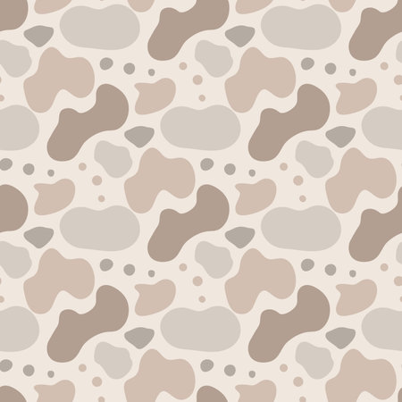 Abstract liquid shapes seamless pattern. Calm nature rhythm endless background. Vector hand drawn illustration.のイラスト素材