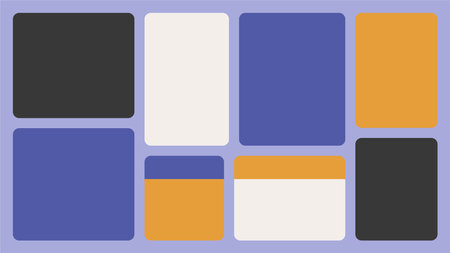 Bento box template. Y2K collage grid shapes. Geometry modular moodboard frames. UI design elements border. Label textboxes composition pack. Trendy blocks blank layout. Vector flat illustration.のイラスト素材