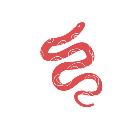Red snake Chinese New Years symbol. Cny zodiac snake lunar 2025 isolated on white background. Vector...