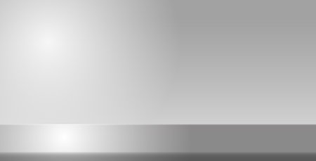 Studio gray gradient background. Light neutral metallic wall product room. Minimal kitchen table scene. Empty desk stage for presentation. Vector illustration. Banner template.のイラスト素材