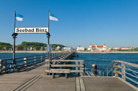 Binz, Ruegen Island, Germany - May 15, 2013: Ostseebad Binz  view with Seebruecke,のeditorial素材