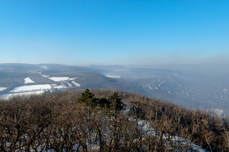 Smog over Budapest taken from the nearby Buda hillsのeditorial素材