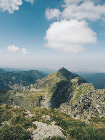 Mountain landscape at a sunny day. Fagaras mountains,Romania.の写真素材