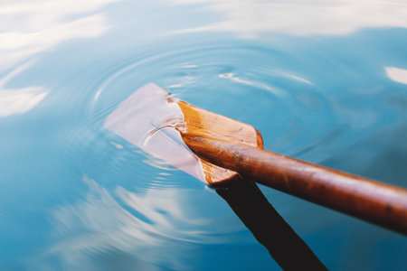 Paddle on the surface of the water, close-up.の写真素材