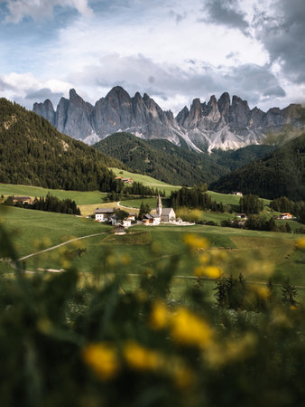 View of the Dolomites in South Tyrol, Italy.の写真素材
