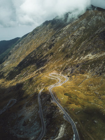 Aerial view of Transfagarasan road, Romania.の写真素材