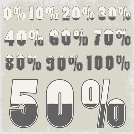 Complete set of percent with creative number designのイラスト素材