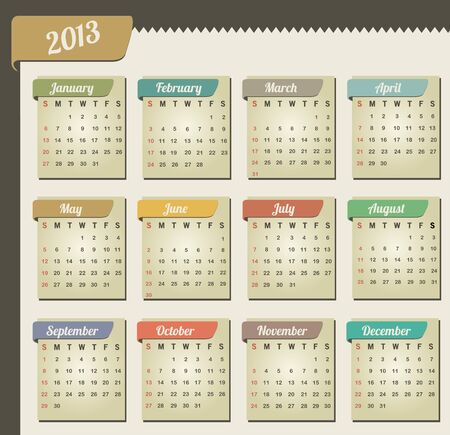 Vintage year 2013 calendarのイラスト素材