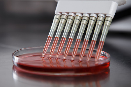 Drops falling pipette in the laboratory.
