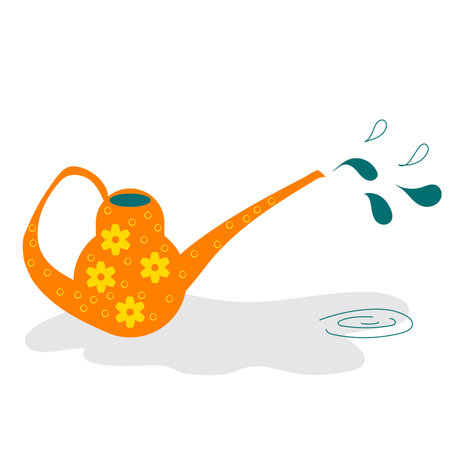 A watering can for the garden, vegetable garden and flowers. Vector illustration in flat styleのイラスト素材