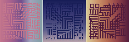 Geometric set. In a composition on a multi-colored background