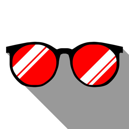 Sunglasses with red lenses. Vector illustration in flat styleのイラスト素材