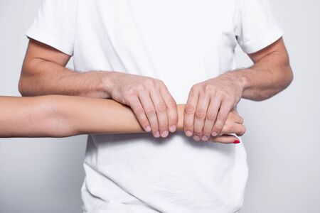 Professional arm massage in the studio.の写真素材