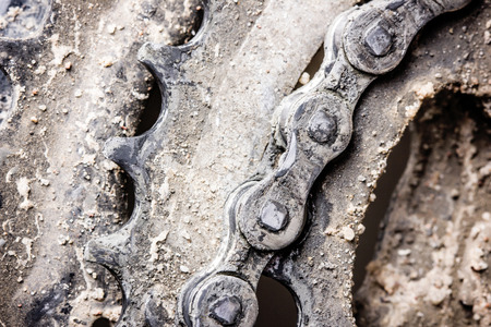 Dirty muddy grunge metal bike gears.