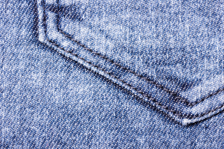 Blue jeans sew closeup texture.