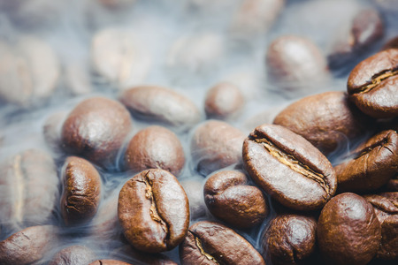 Artistic coffee seeds with shallow depth of field background.の写真素材
