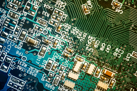 Circuit board. Technology and electronics closeup texture.の写真素材