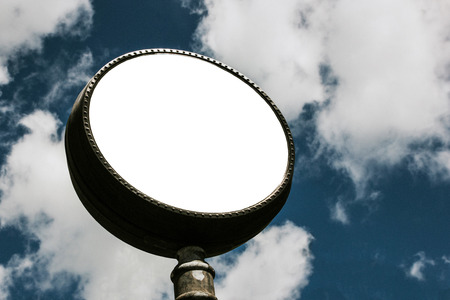White empty copy space, street sign with blue cloudy sky in the background.の写真素材