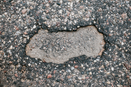 Grunge cracked asphalt hole texture.の写真素材