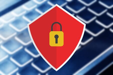 Internet security background. Lock shield icon. Safe network browsing backdrop. Privacy cyber space...