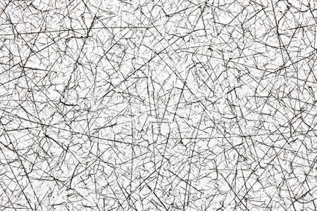 Black cracks texture. Scratched lines white surface background. Grunge distressed mesh backdrop for...