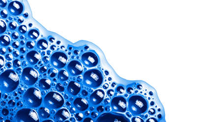 Blue foam bubble texture. Empty copy space abstract color water. Washing suds pattern background....
