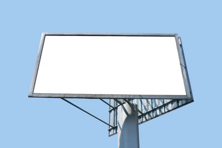Blank billboard on blue sky background. 3d render illustration.の写真素材