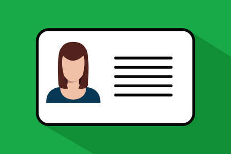 Identification card on a green background. Vector illustration in flat style.の写真素材