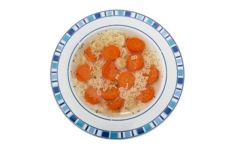 the chicken wing soup in plateの写真素材