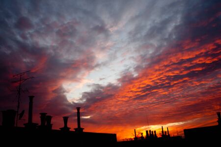 The red sky with cloud in afternoonの写真素材