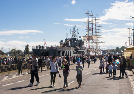 SZCZECIN, POLAND - JUNE 14, 2014  Sail Szczecin 2014 The tall masts of sailing ships fill the harbour for a wonderful three day event perfect for families and those who are sailors at heart  The event includes the largest yachts and sailing ships in the wのeditorial素材