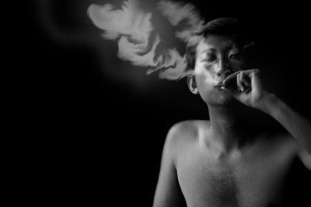 smoker - black and white portrait