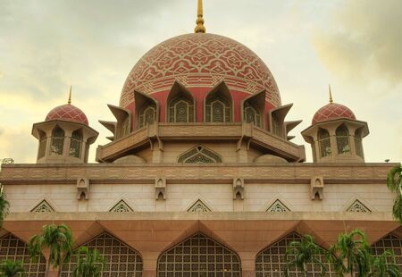 Putra Mosque Putrajaya Malaysia in sunsetの写真素材