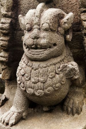 Lion Sculpture at Borobudur, Central Java, Indonesia.の写真素材
