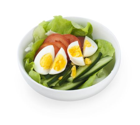 Bowl of salad on white background.の写真素材