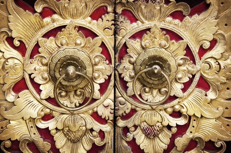 Ornate Entrance Door To Temple In Bali.の写真素材