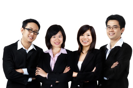 Asian business team on white backgroundの写真素材