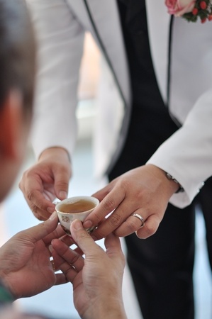 Chinese Wedding Tea Ceremony, soft focus.の写真素材