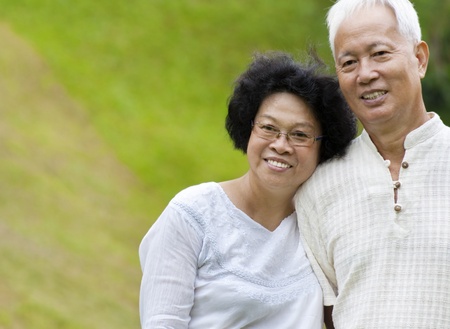 Asian senior couple at outdoorの写真素材