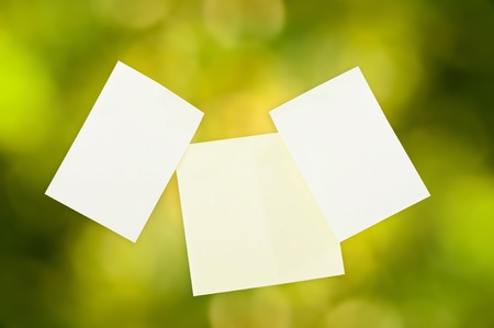 Sticky notes over window with green viewの写真素材