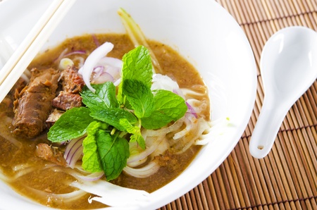 Famous Malaysian Spicy Soup Noodles, Penang Asam laksa