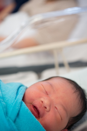 Asian Newborn Baby in the Hospitalの写真素材