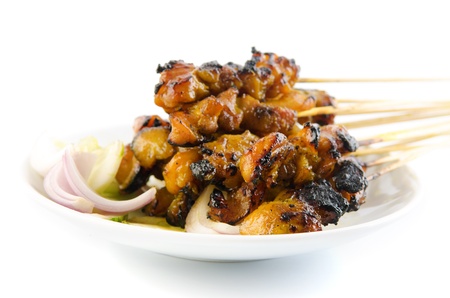Chicken satay. Traditional Malay food, ramadan dish. Malaysian cuisine.の写真素材