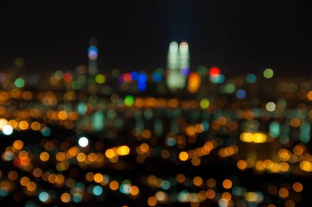 Blurred lights of Kuala Lumpur skyline, purposely defocused.の写真素材