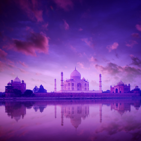 Taj Mahal in Agra, India on twilightの写真素材