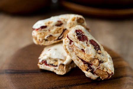 Homemade nougat bar with natural light.の写真素材