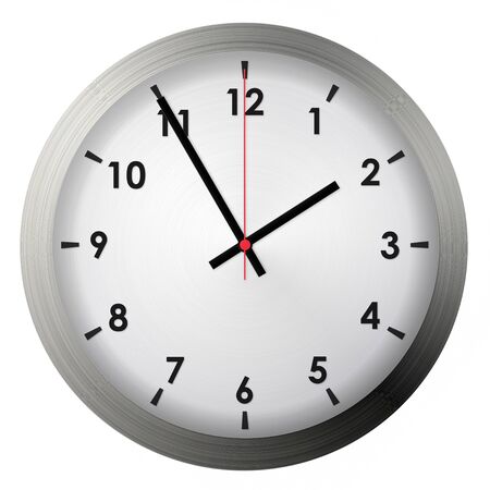 Analog metal wall clock isolated on white background.の写真素材