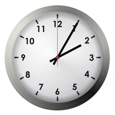 Analog metal wall clock isolated on white background.の写真素材