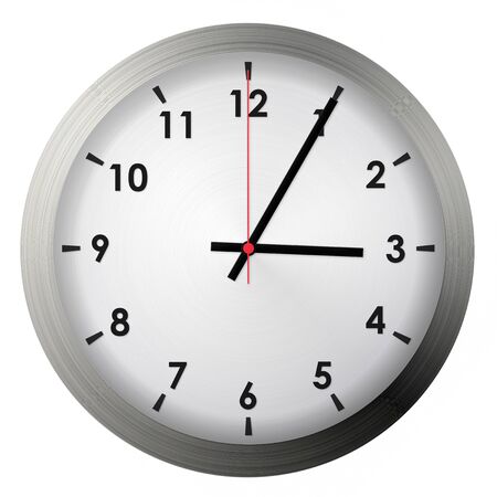 Analog metal wall clock isolated on white background.の写真素材